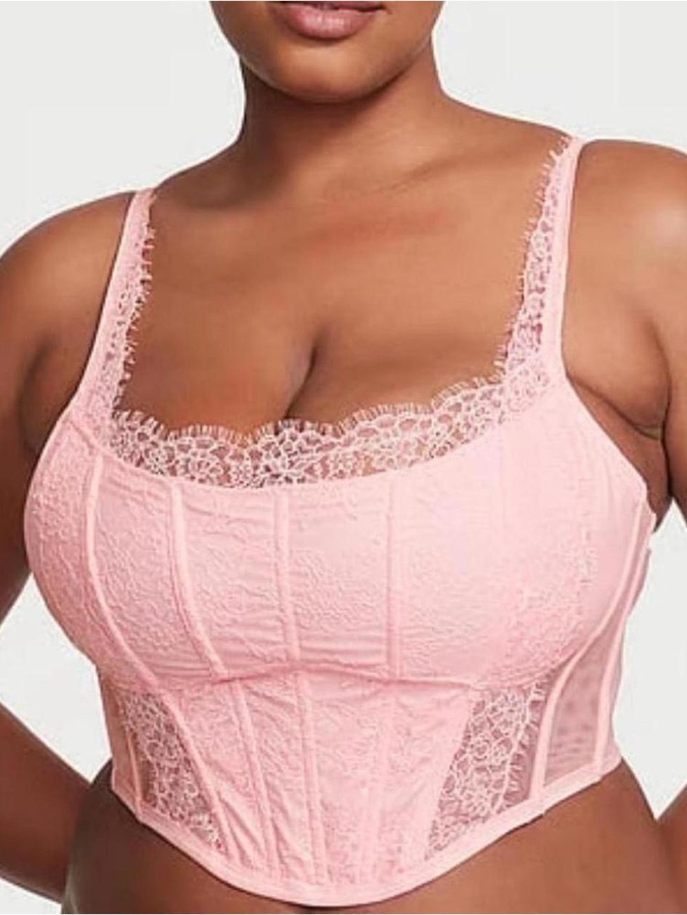 Victoria’s Secret Pink Lace Corset Bra Bralette medium new